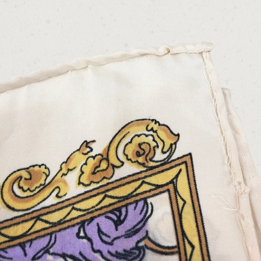 Vintage Style Floral Baroque Oblong Scarf Cream Pink Blue Gold Silk Feel Long